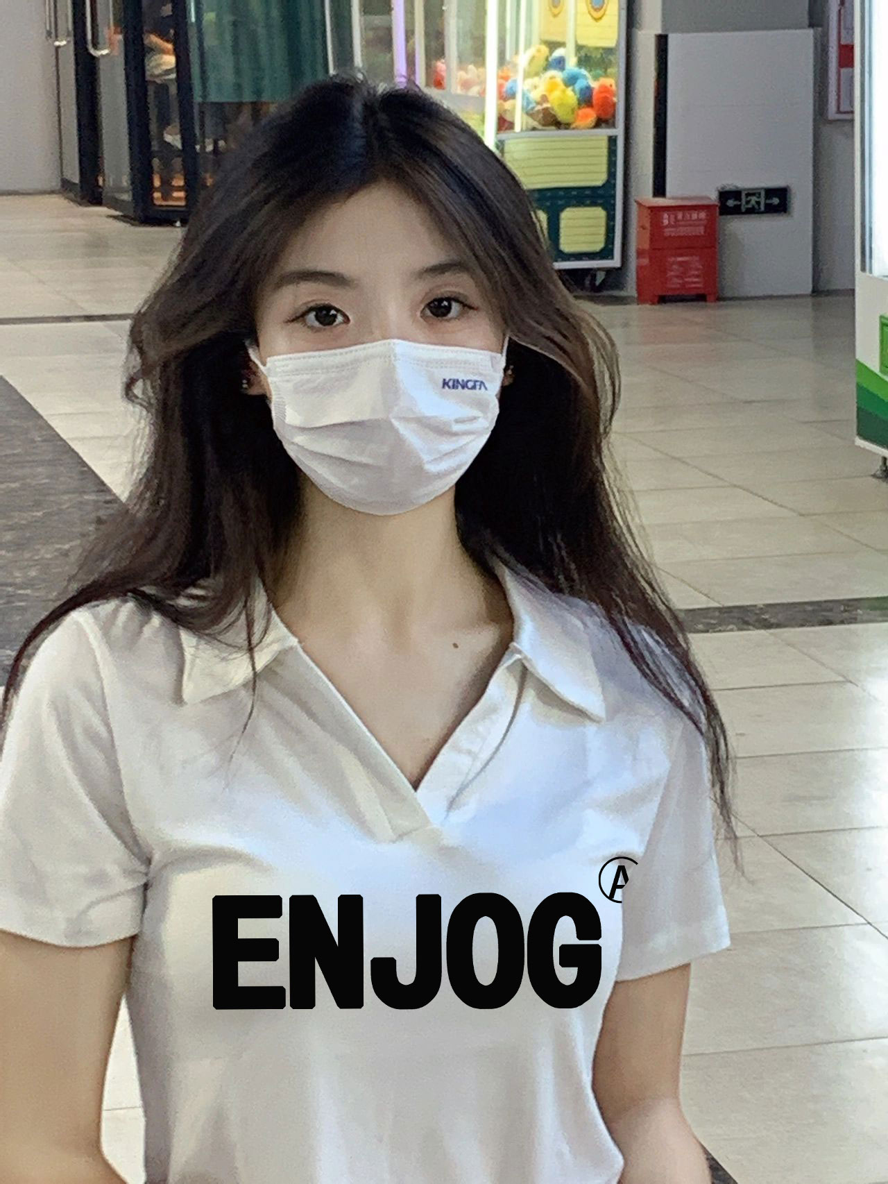 修身美式短袖女V領t恤夏季小個子polo衫短款上衣正肩白色2024新款