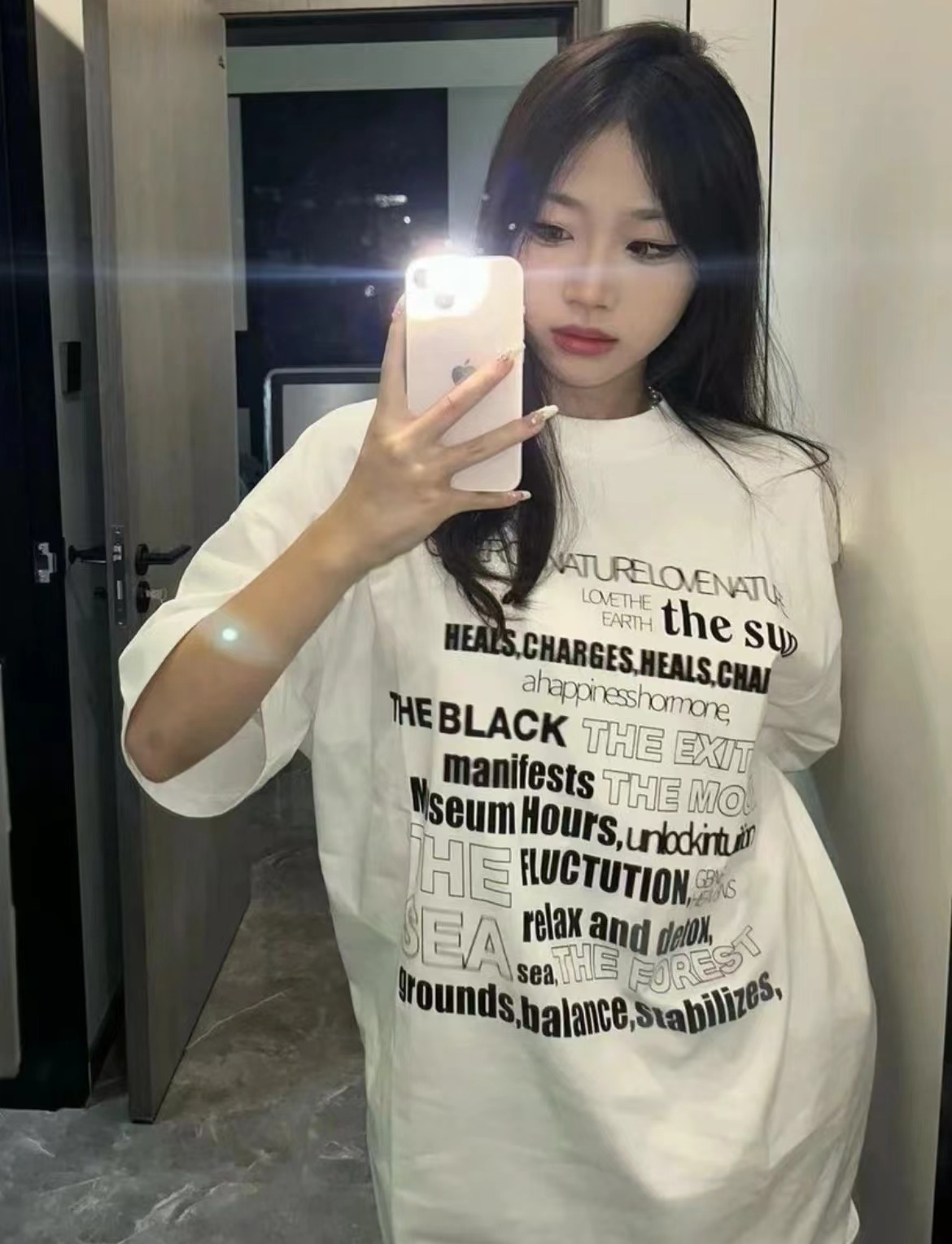 高質量純棉220克精梳緊密手感好直播品質前印花短袖t恤女