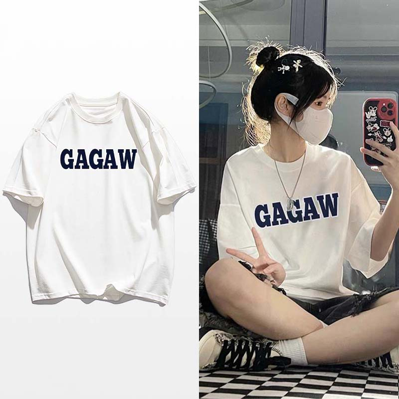 230g rear bag spring and summer new style pure cotton short-sleeved T-shirt trend