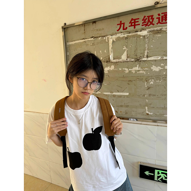 230g rear bag spring and summer new style pure cotton short-sleeved T-shirt trend