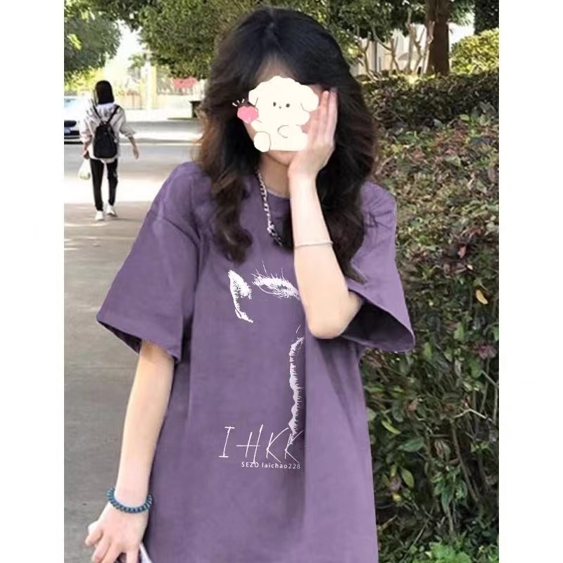 高質量純棉220克精梳緊密手感好直播品質前印花短袖t恤女