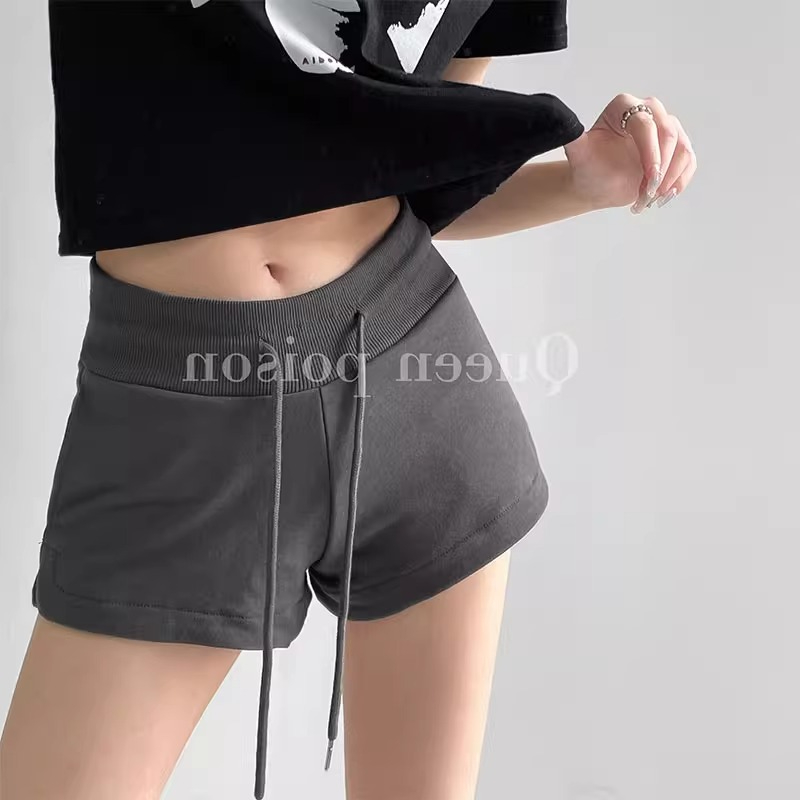 純棉流線棉 腰頭純棉螺口美式辣妹風抽繩運動短褲