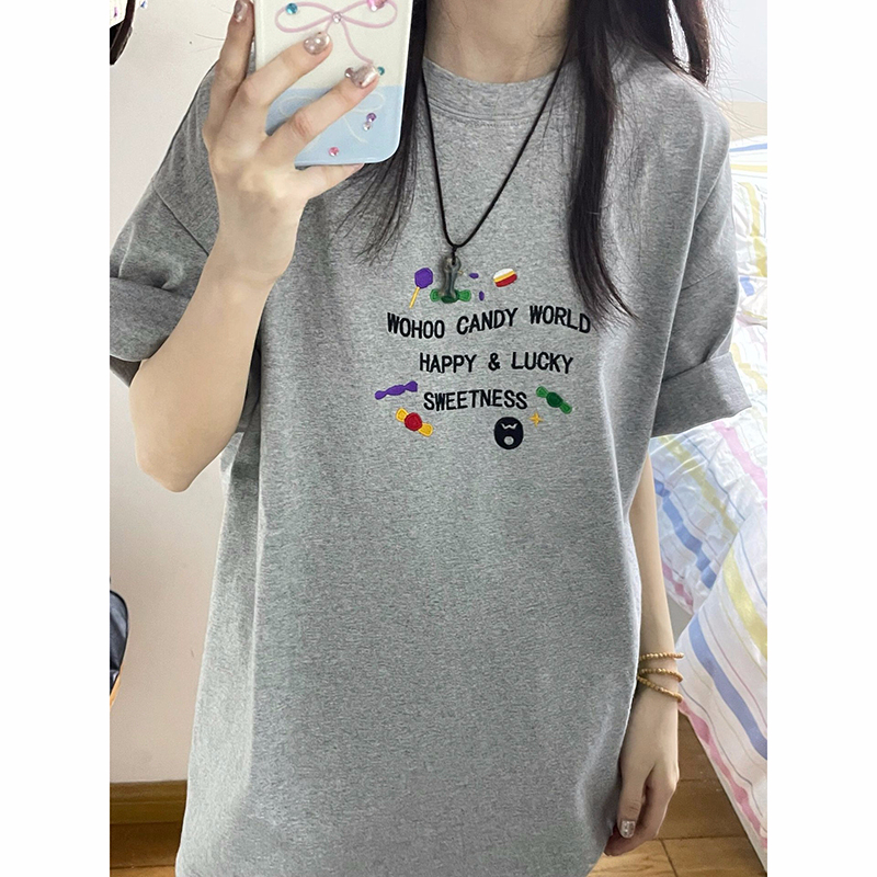 官圖220克/精梳純棉後包領有縫邊S-XXXL夏裝短袖T恤女