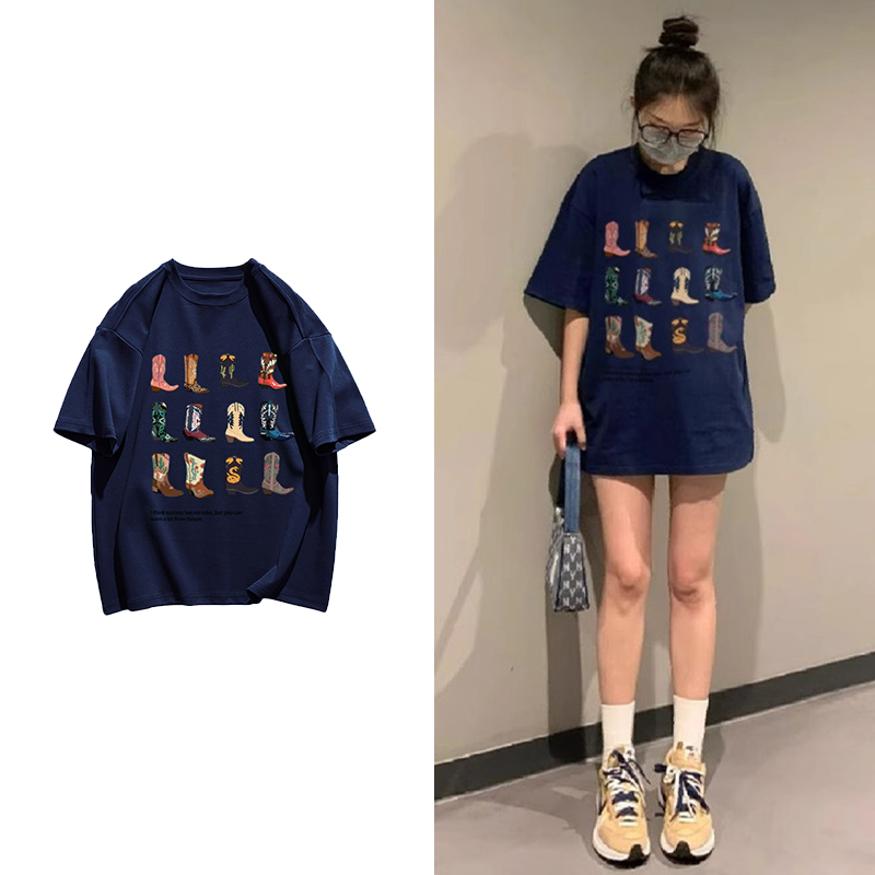 230g rear bag spring and summer new style pure cotton short-sleeved T-shirt trend