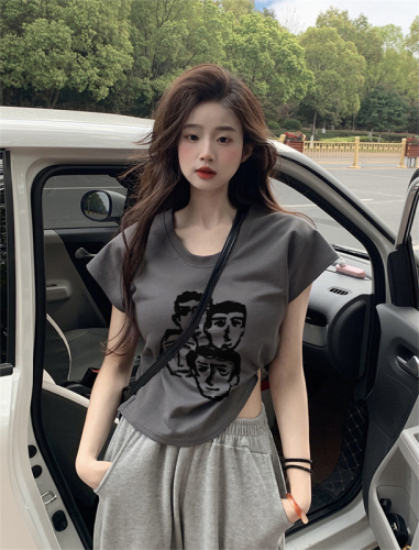 Real shot of summer pure cotton short-sleeved T-shirt women's airplane sleeve new casual simple solid color loose versatile top ins