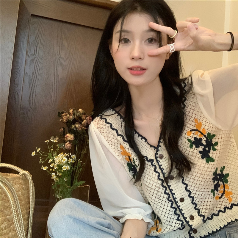 鈎花鏤空短袖女士襯衫夏2024新款設計感小眾高級感法式短款上衣