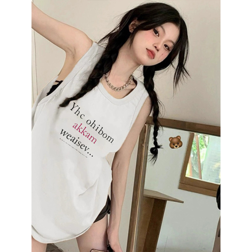 210g rear bag spring and summer loose cotton printed sleeveless vest for women