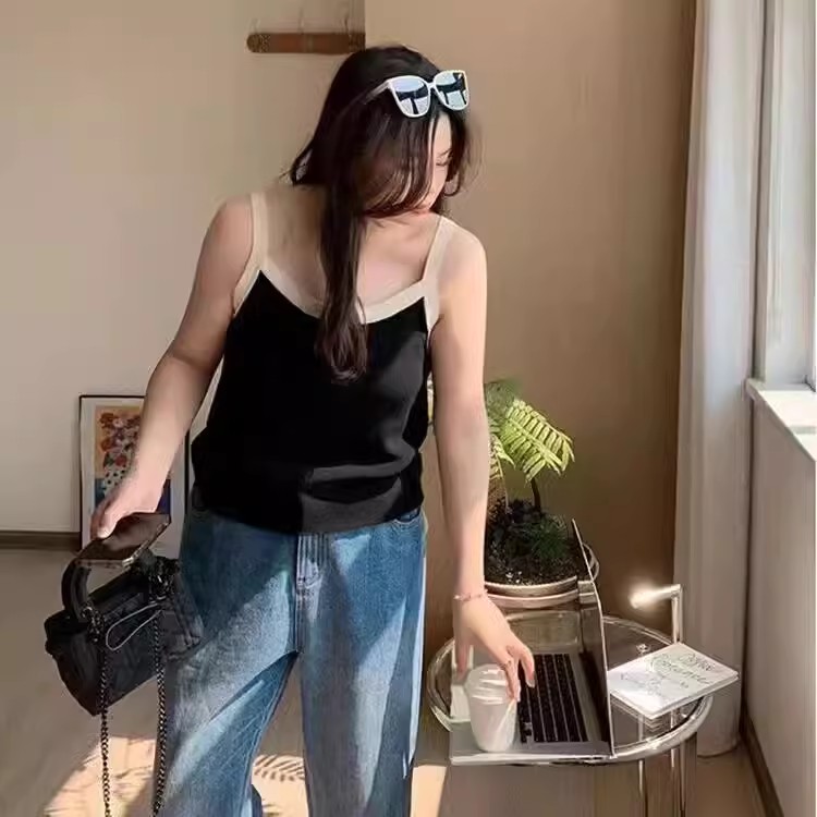 Modal spring and summer large size camisole for fat girls, loose belly-covering outer wear and inner bottoming sleeveless top