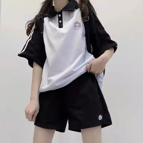 运动套装女夏可爱软妹学生韩版少女宽松休闲学院风短袖短裤两件套