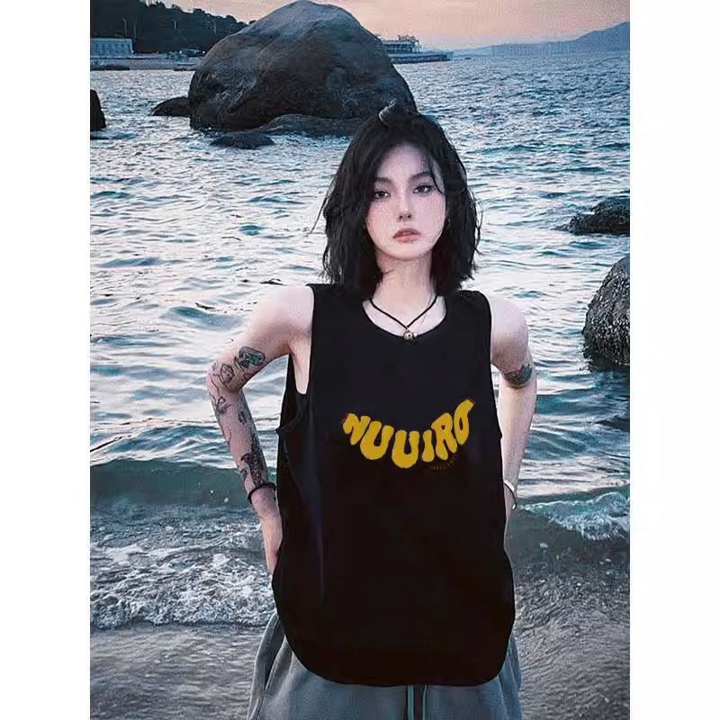 210g rear bag spring and summer loose cotton printed sleeveless vest for women