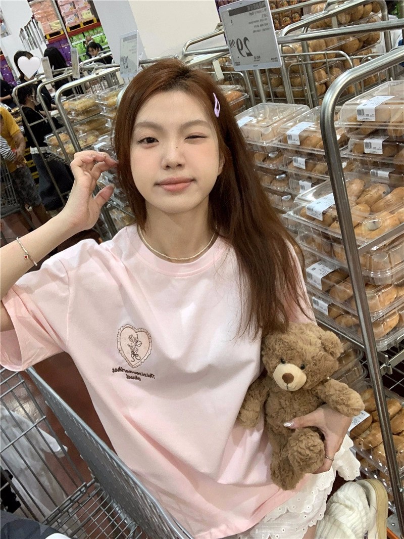 官圖220克/精梳純棉後包領有縫邊S-XXXL夏裝短袖T恤女