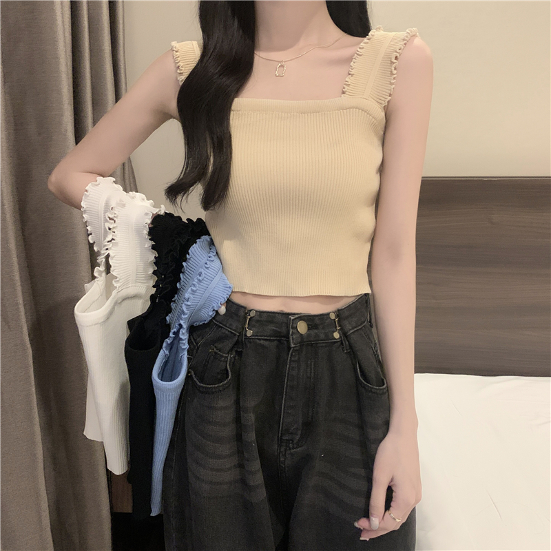 實拍夏季小眾設計感別致上衣外穿小吊帶女短款網紅ins潮內搭背心