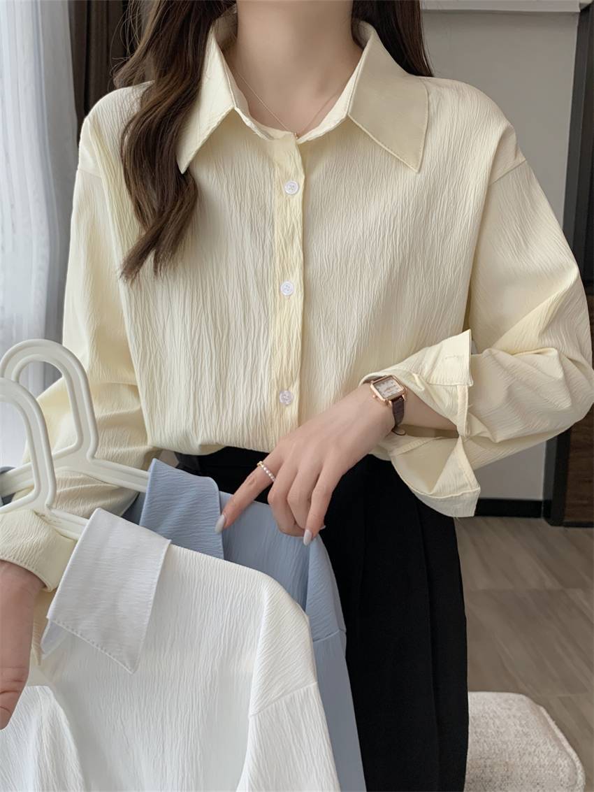 Real shot of white shirt women's design niche shirt spring new 2024 long-sleeved top jacket for women