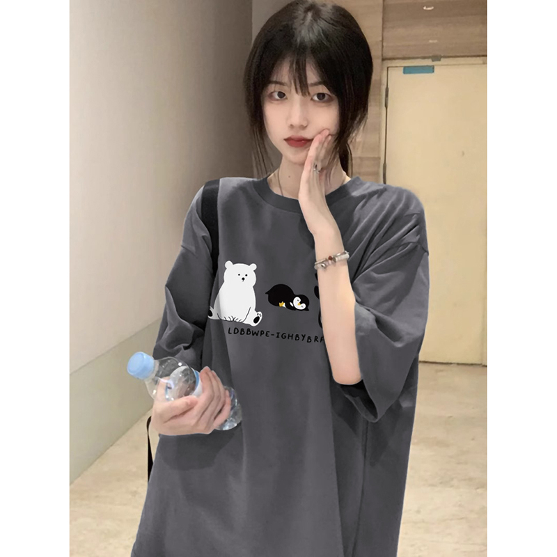 230g rear bag spring and summer new style pure cotton short-sleeved T-shirt trend