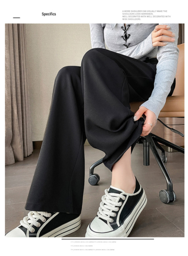 High-waisted narrow suit wide-leg pants for women in spring and autumn slim and high-end vertical sense floor-length straight off-white casual pants