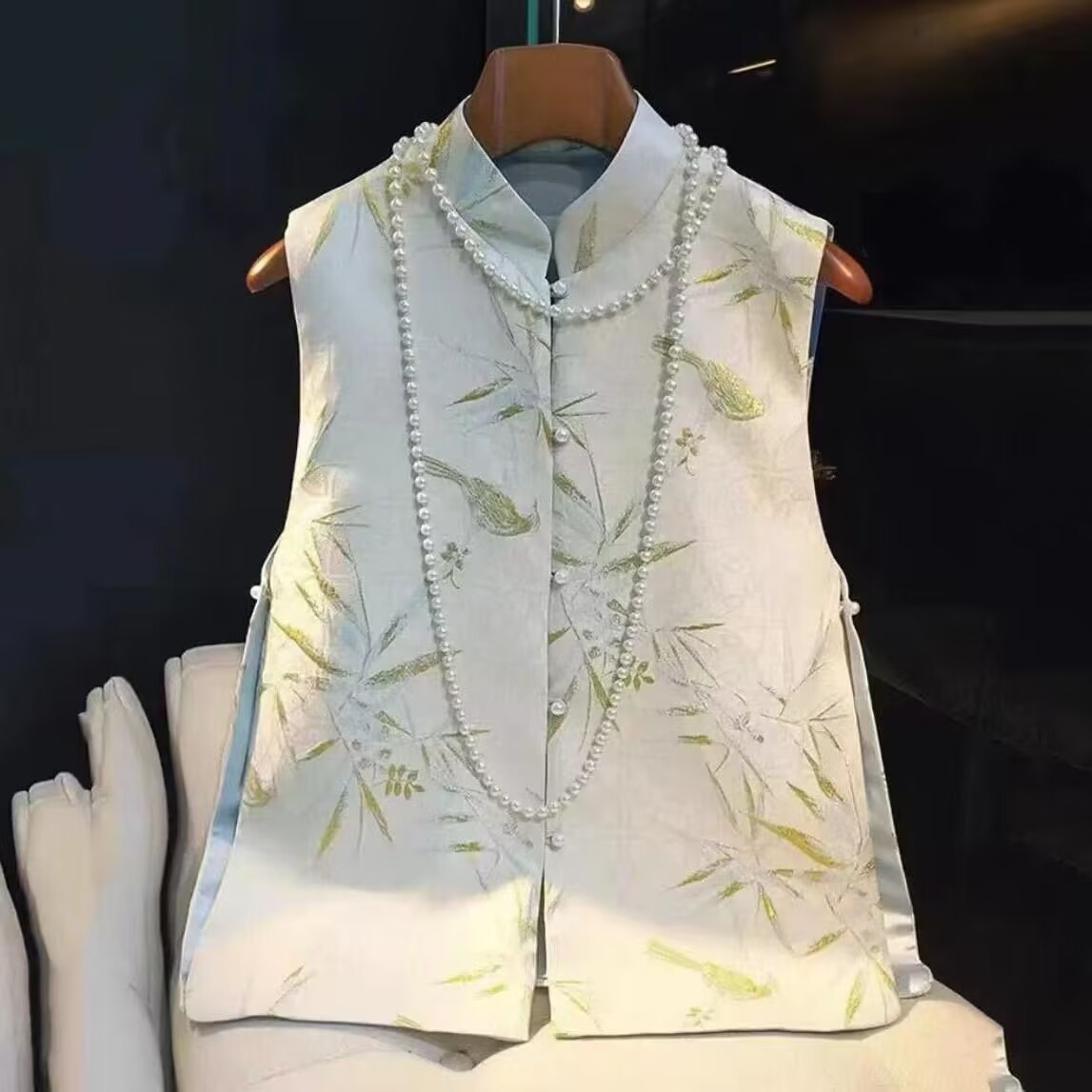 國風馬甲新款中式女復古提花織錦馬夾設計感旗袍款無袖唐裝上衣春