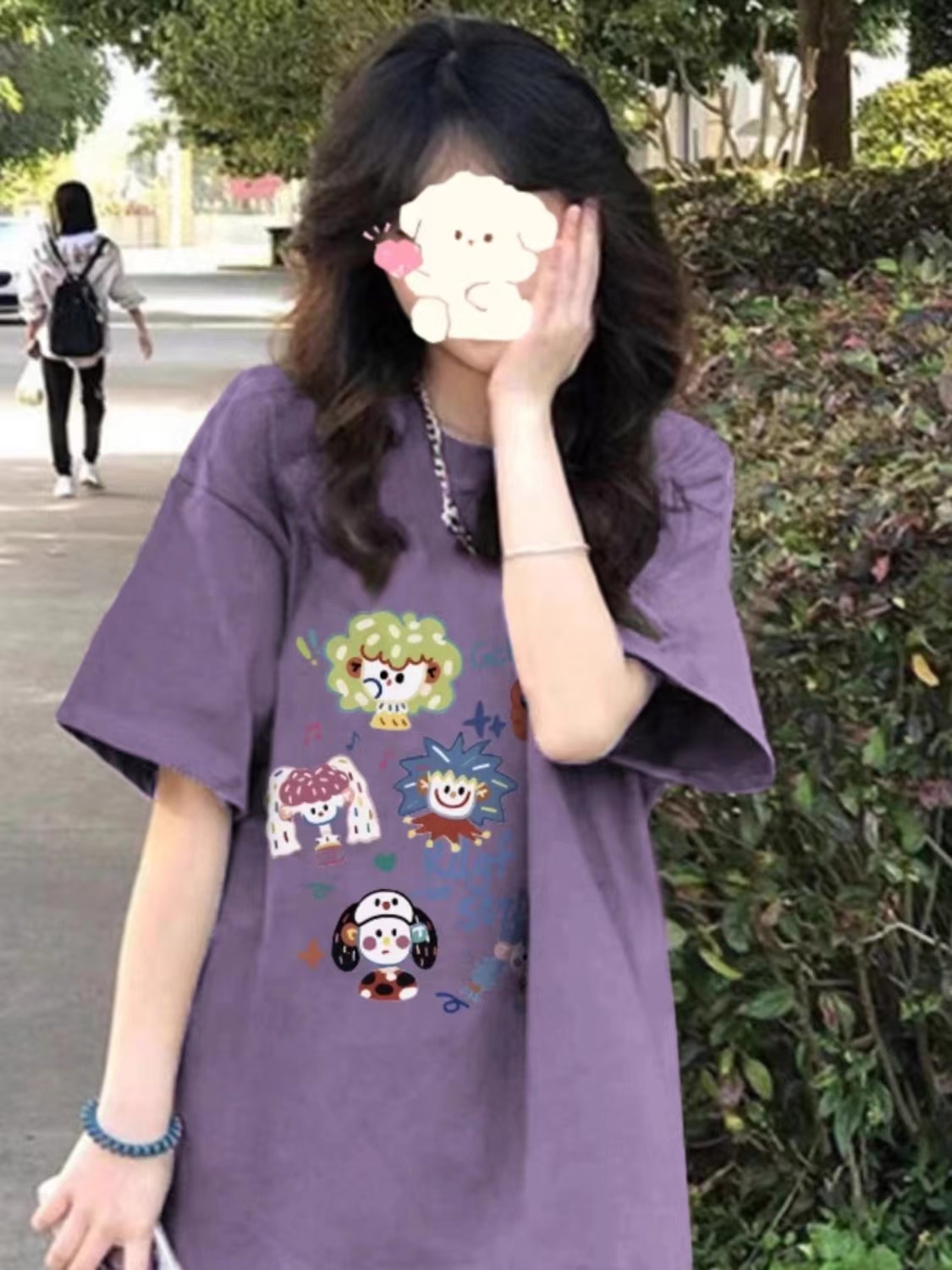 高質量純棉220克精梳緊密手感好直播品質前印花短袖t恤女