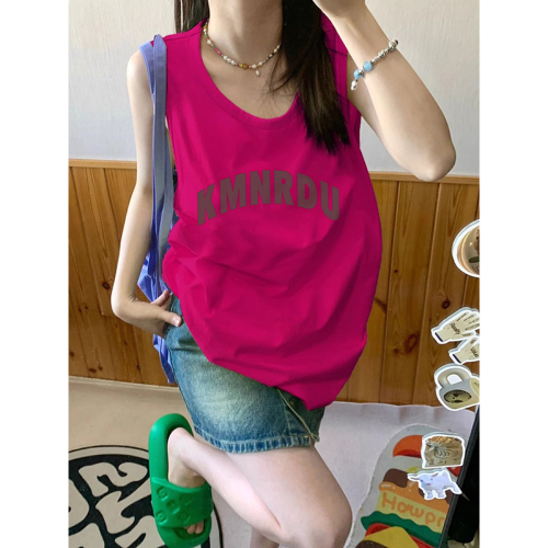 210g rear bag spring and summer loose cotton printed sleeveless vest for women