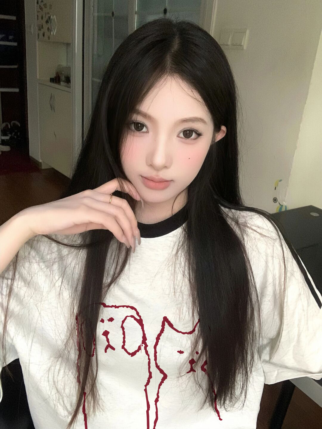 國潮牌撞色三條槓短袖t恤女夏季設計感小眾純棉寬鬆慵懶圓領上衣