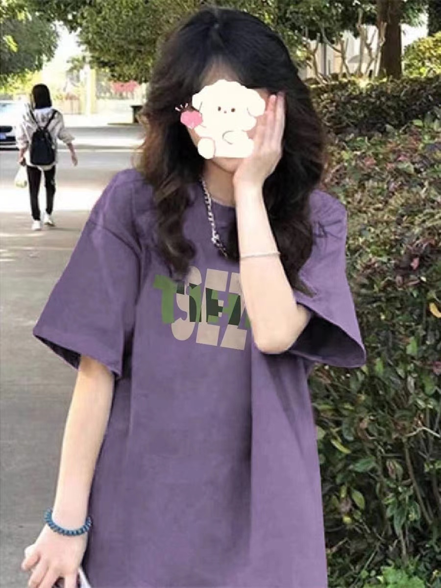 高質量純棉220克精梳緊密手感好直播品質前印花短袖t恤女
