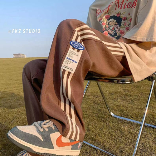 Straight-leg loose American retro sport pants, trendy high street, Instagram style, thin for spring and autumn, casual and versatile.