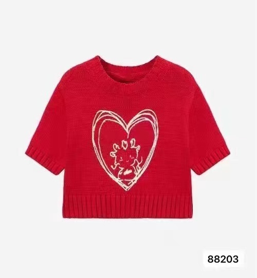 夏季新款韓系圓領愛心字母刺繡百搭短袖上衣女
