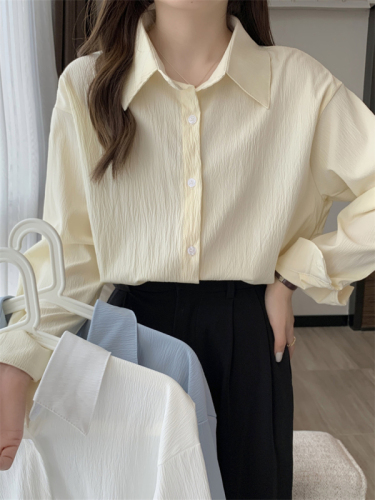 Real shot of white shirt women's design niche shirt spring new 2024 long-sleeved top jacket for women