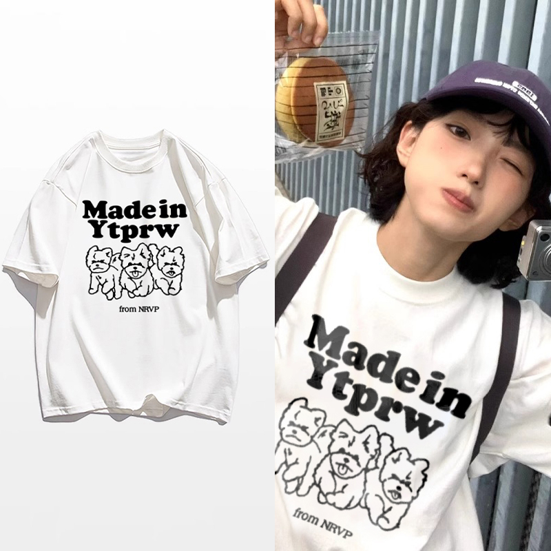 230g rear bag spring and summer new style pure cotton short-sleeved T-shirt trend