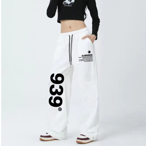 European and American jazz dance sweatpants hiphop letter printed drawstring pants women's thin jazz dance pants