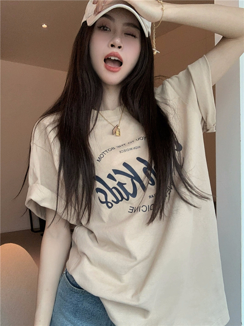 官圖220克/精梳純棉後包領有縫邊S-XXXL夏裝短袖T恤女