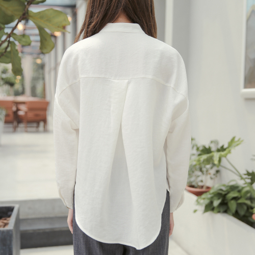 2024 spring and summer new Korean fresh college style simple casual versatile solid color shirt white shirt ins trend