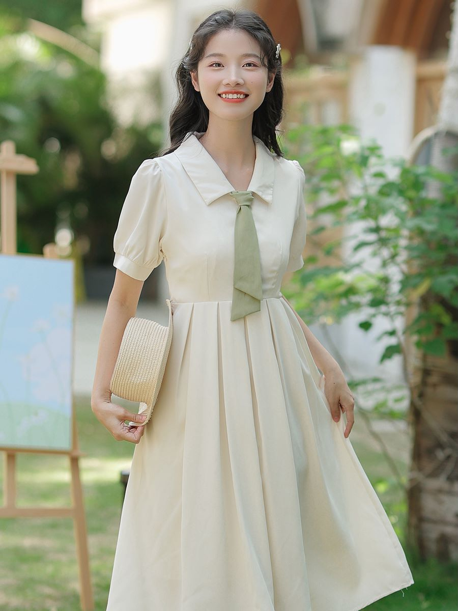 襯衫裙夏款教資教師穿搭面試連衣裙正式場合答辯裙子女夏天小清新