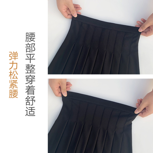 Lined elastic elastic pleated skirt women's skirt petite K short skirt