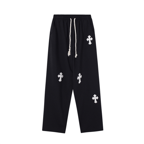 Real shot of American European and American casual pants for men and women ins Korean version high street cross embroidered wide leg pants