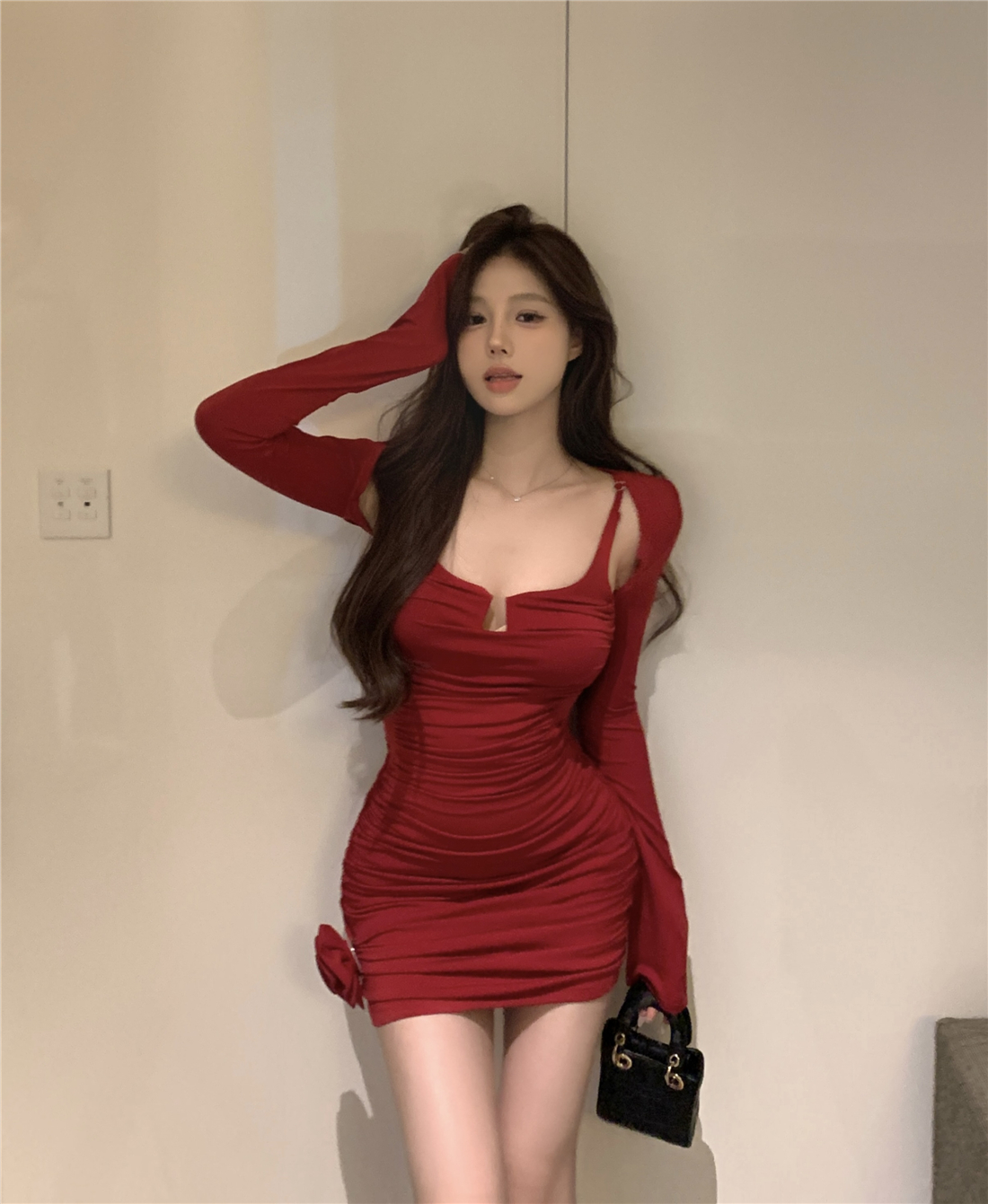 新款純欲高腰顯瘦拼接內搭吊帶連衣裙女