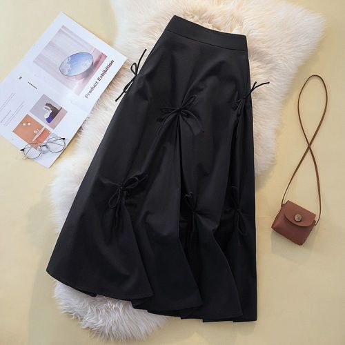 Plus size women's clothing 2024 spring new style fat sister fashionable age reduction slimming high waist long skirt temperament a line skirt