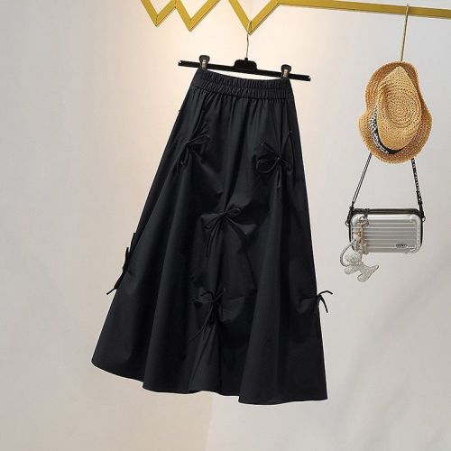 Plus size women's clothing 2024 spring new style fat sister fashionable age reduction slimming high waist long skirt temperament a line skirt