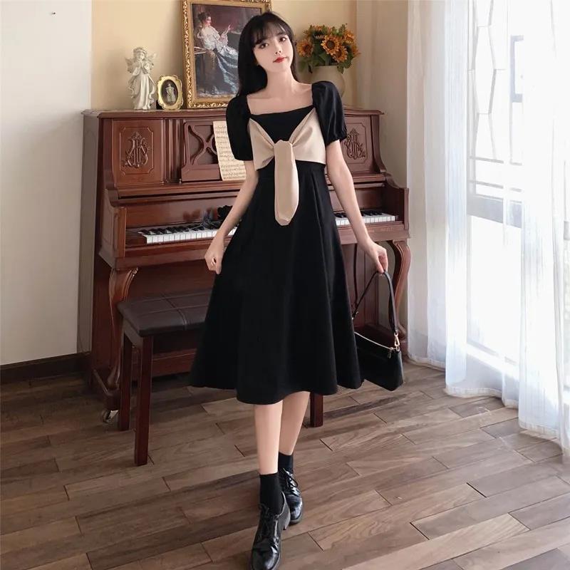 法式設計感小眾連衣裙女夏新款大碼胖妹妹氣質顯瘦溫柔風過膝長裙