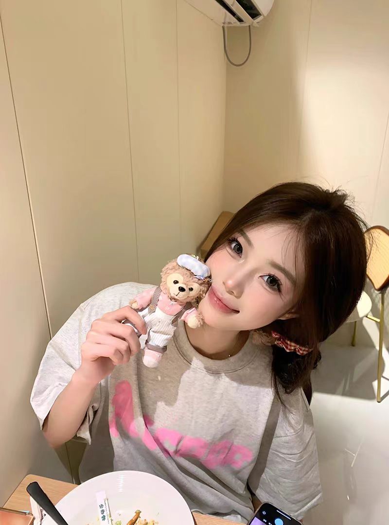 200g combed compact offspun pure cotton back strip Spring and summer loose right shoulder printed short-sleeved T-shirt