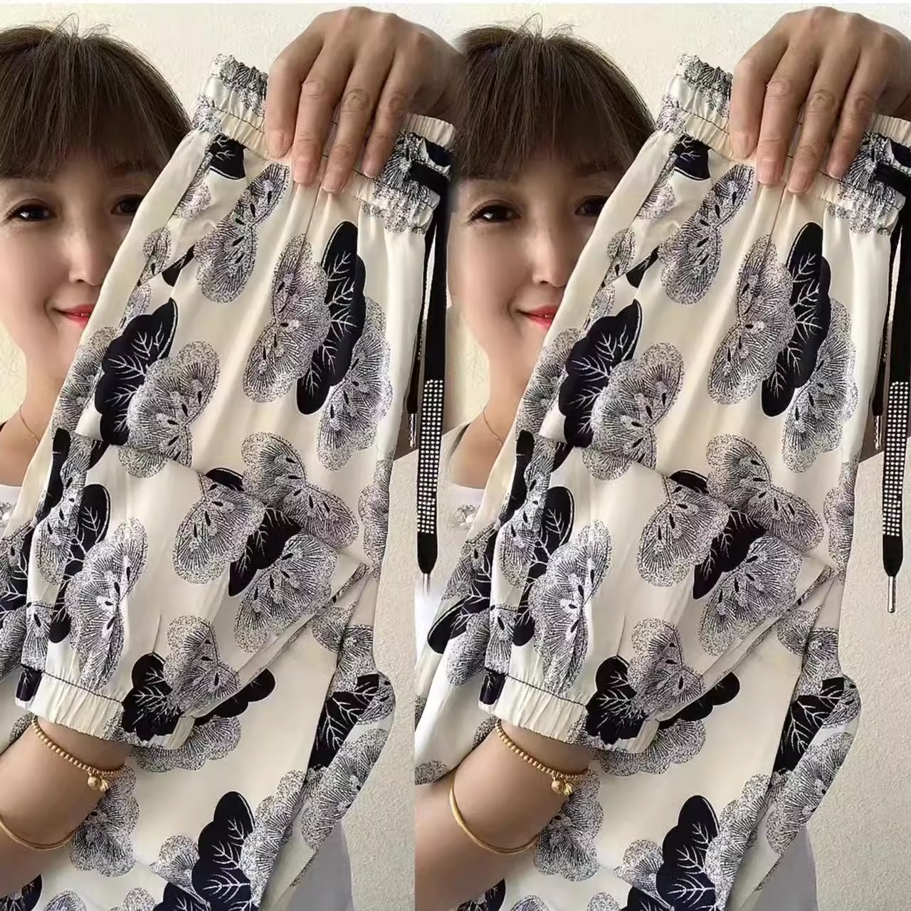 歐貨褲子女夏季薄款休閒褲醋酸冰絲褲遮肉顯瘦燈籠褲百搭九分褲女
