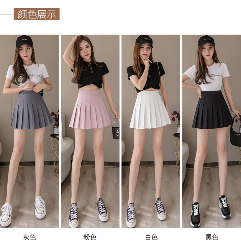 Pleated skirt, elegant half-length, slimming, high waist, anti-exposure, versatile short skirt, college style small A-line skirt, half-length skirt