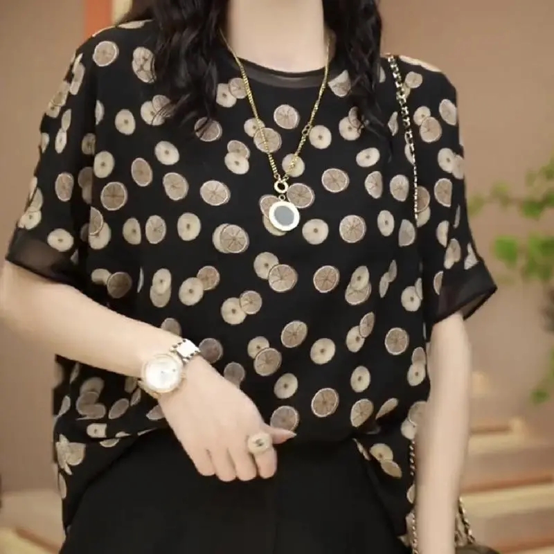 夏裝新款輕奢高檔真絲T恤女短袖洋氣小衫媽媽遮肚桑蠶絲百搭上衣