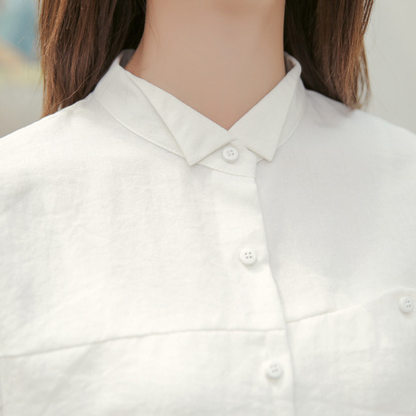 2024 spring and summer new Korean fresh college style simple casual versatile solid color shirt white shirt ins trend