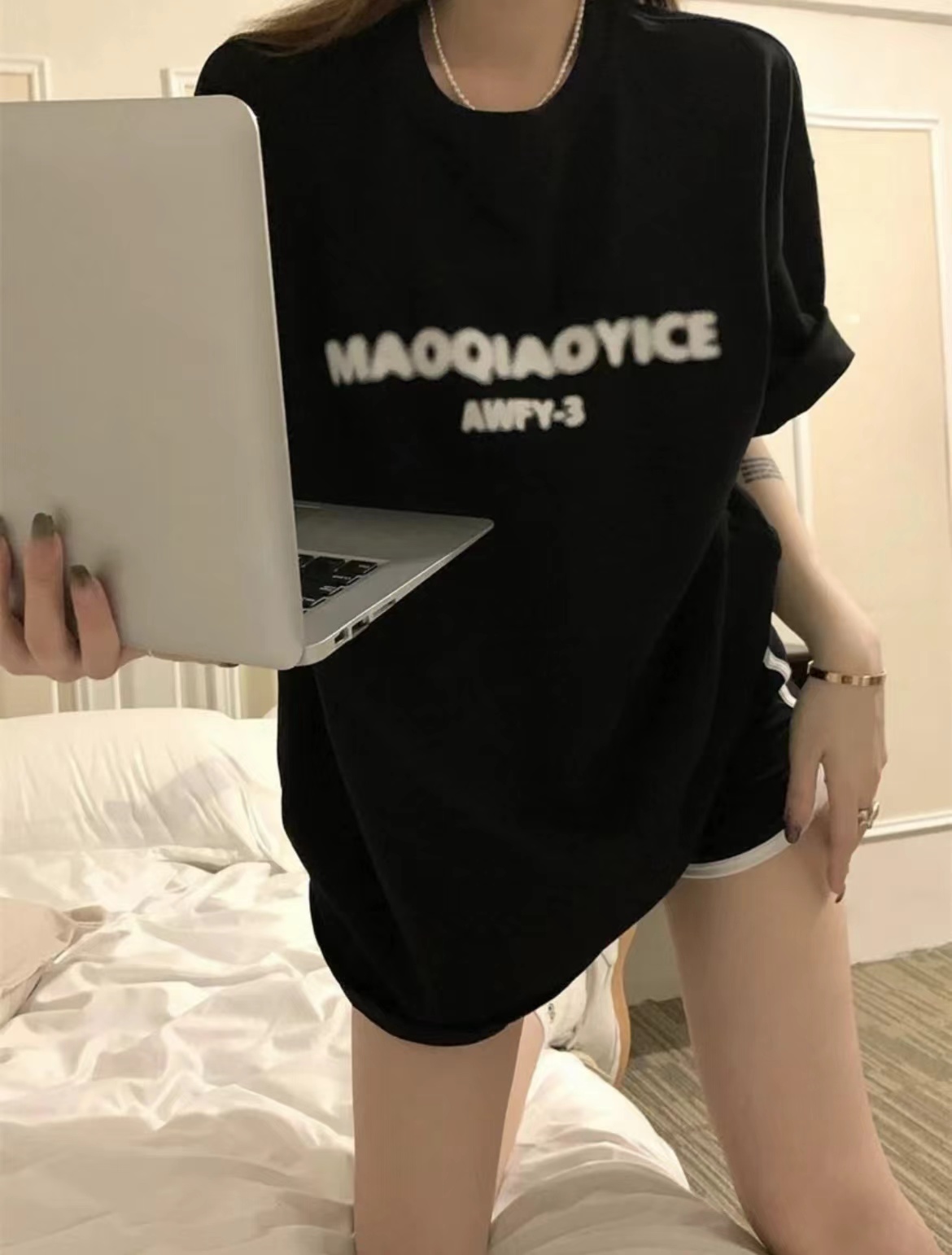 高質量純棉220克精梳緊密手感好直播品質前印花短袖t恤女