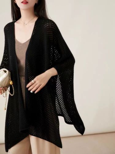rumere new look all year round lazy and gentle mesh hollow knitted shawl for women