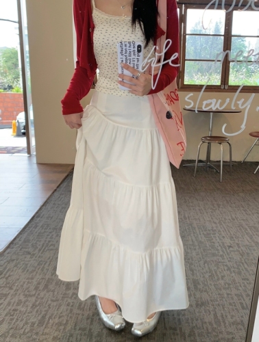 Actual shot #New high-waisted white skirt for women A-line cake long skirt with design ruffled skirt