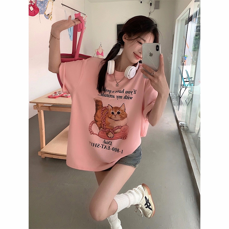 官圖220克/精梳純棉後包領有縫邊S-XXXL夏裝短袖T恤女