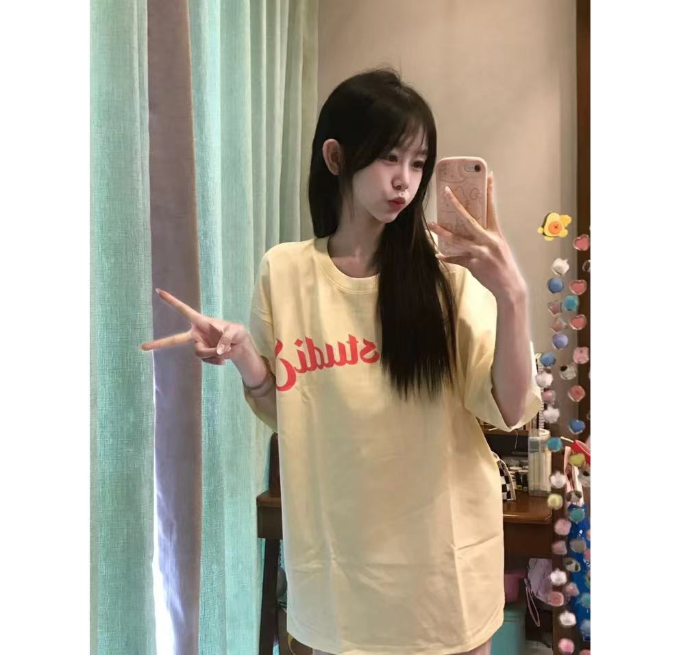 高質量純棉220克精梳緊密手感好直播品質前印花短袖t恤女