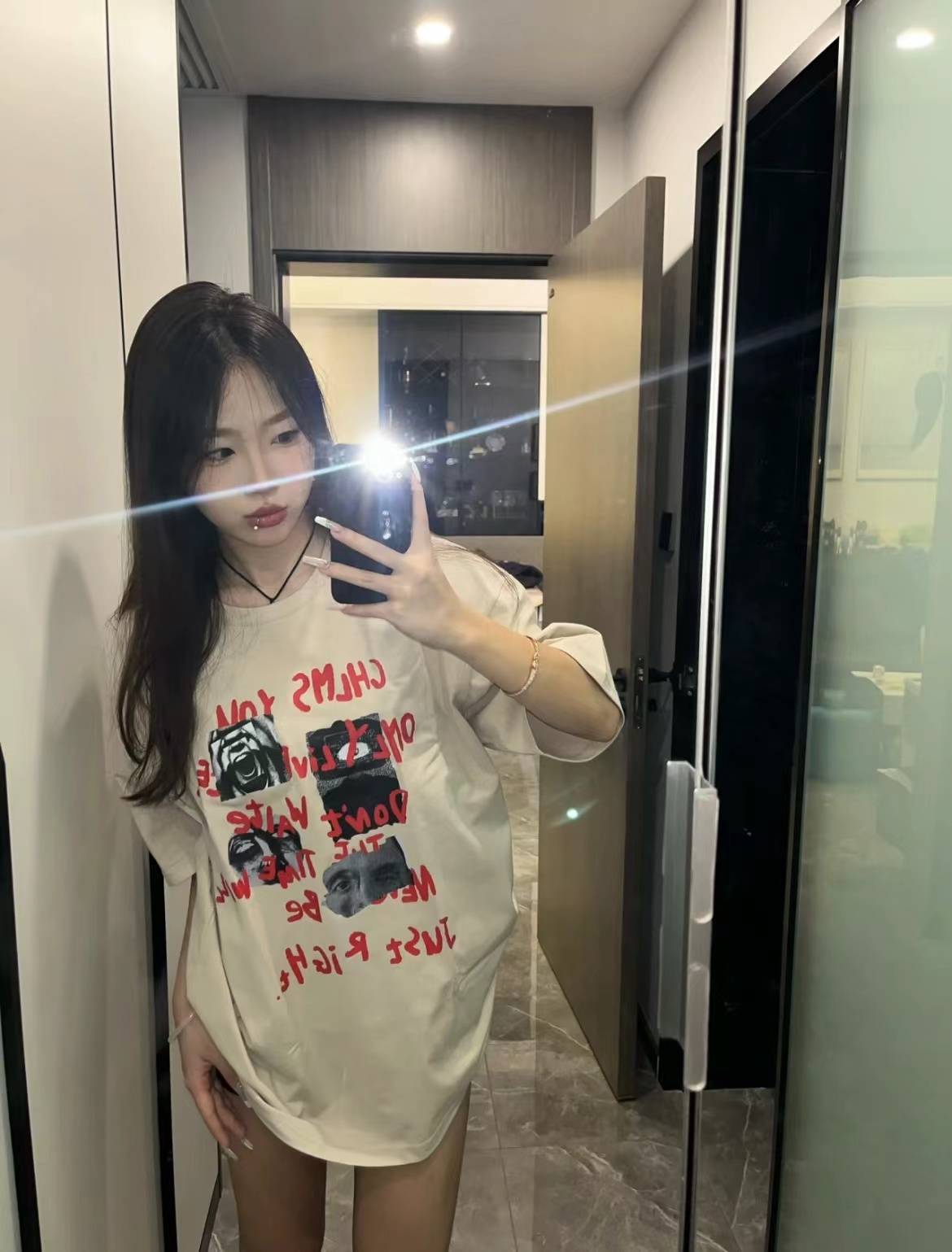 高質量純棉220克精梳緊密手感好直播品質前印花短袖t恤女