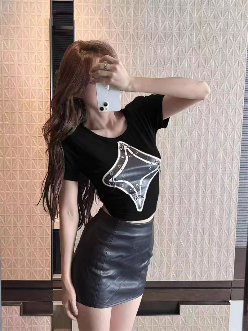 美式復古辣妹背心修身顯瘦印花小眾設計感百搭夏季新款上衣